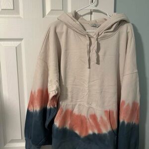 Alpine Design Cream and Blue Tie-Dye Hoodie